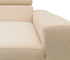 DOMO Eck-Schlafsofa »Malmö« mit Hocker, Longchair rechts, creme/holzfarben