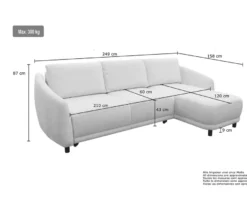 DOMO Eck-Schlafsofa »Visby«, Longchair links, creme