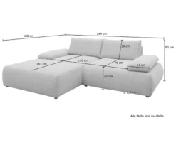 DOMO Ecksofa »Bela«, Longchair links, Armlehne mit Staufach