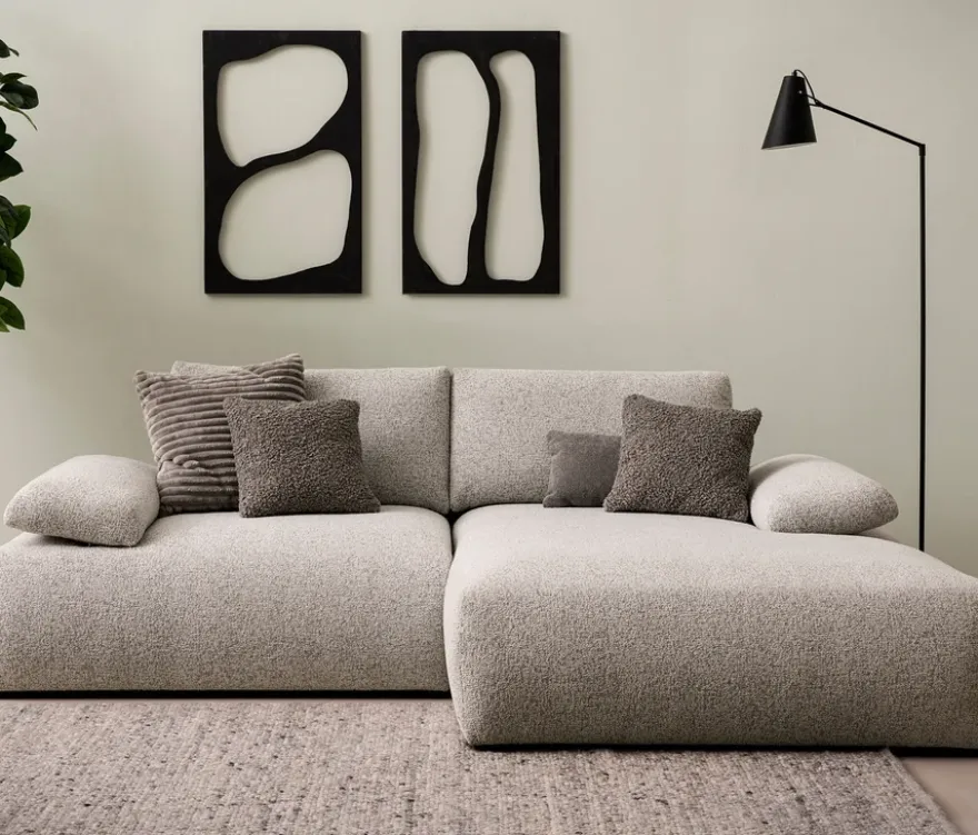 DOMO Ecksofa »Bela«, Longchair rechts, Armlehne mit Staufach