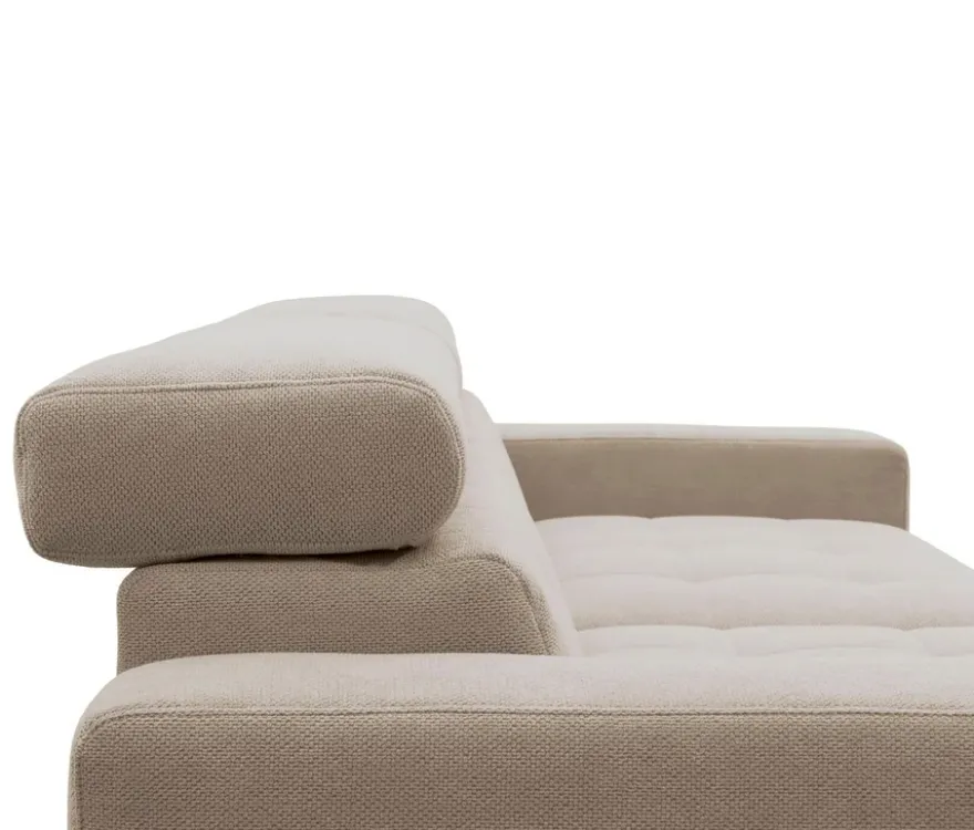 DOMO Ecksofa mit Hocker »Helsingborg«, sandfarben, links