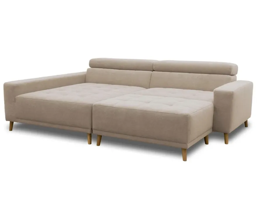 DOMO Ecksofa mit Hocker »Helsingborg«, sandfarben, links