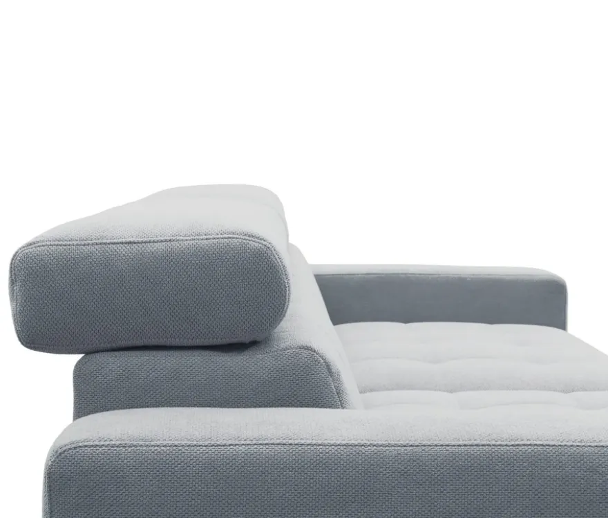 DOMO Ecksofa mit Hocker »Helsingborg«, blau, links