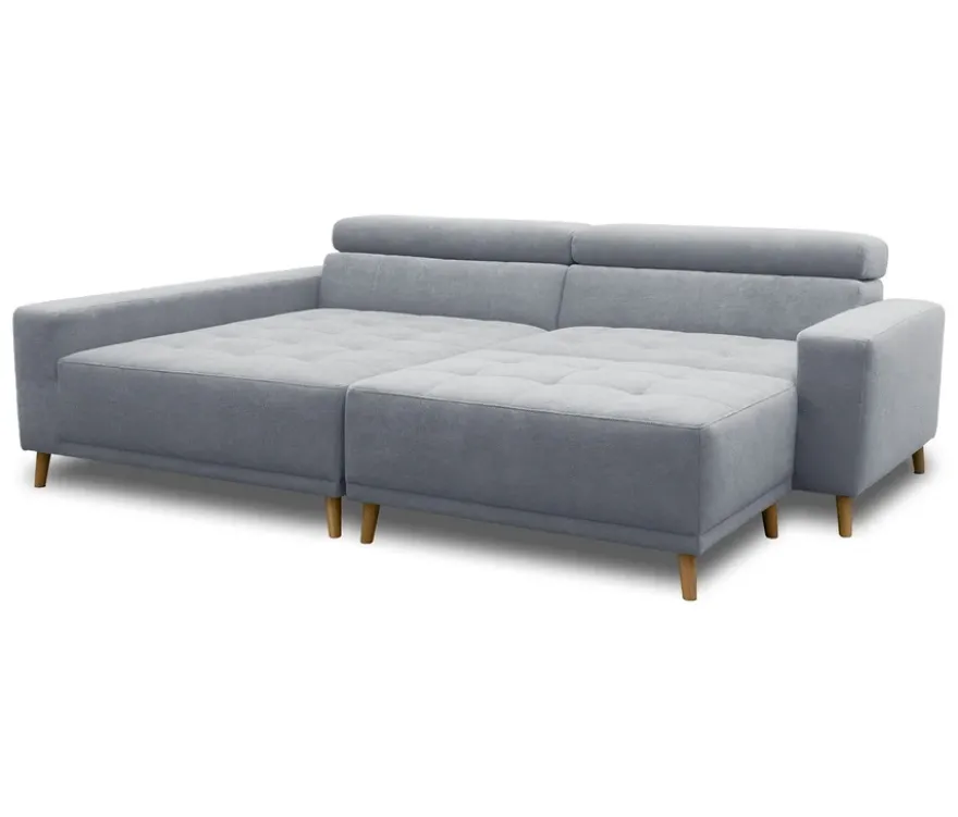 DOMO Ecksofa mit Hocker »Helsingborg«, blau, links