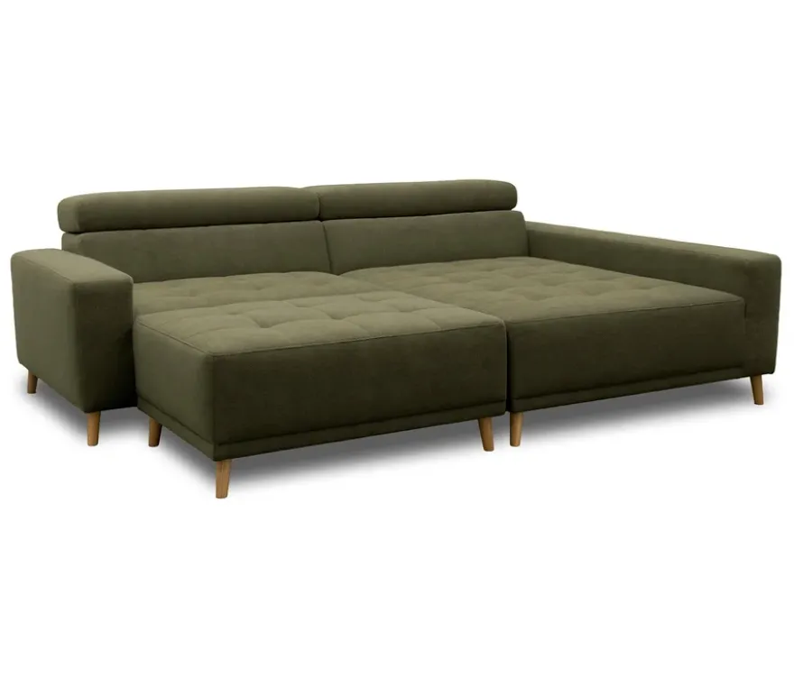 DOMO Ecksofa mit Hocker »Helsingborg«, grün, rechts