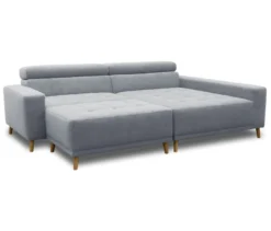 DOMO Ecksofa mit Hocker »Helsingborg«, blau, rechts
