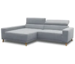DOMO Ecksofa mit Longchair »Helsingborg«, blau, links