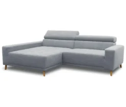 DOMO Ecksofa mit Longchair »Helsingborg«, blau, links