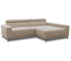 DOMO Ecksofa mit Longchair »Helsingborg«, sandfarben, rechts