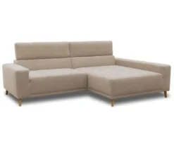 DOMO Ecksofa mit Longchair »Helsingborg«, sandfarben, rechts