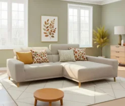 DOMO Ecksofa mit Longchair »Helsingborg«, sandfarben, rechts