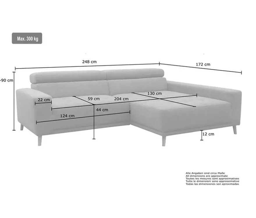 DOMO Ecksofa mit Longchair »Helsingborg«, grün, rechts