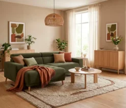 DOMO Ecksofa mit Longchair »Helsingborg«, grün, links