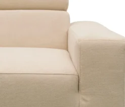 DOMO Sofa »Malmö«, Longchair links, mit Kopfteilverstellung, creme/holz