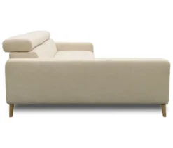 DOMO Sofa »Malmö«, Longchair links, mit Kopfteilverstellung, creme/holz