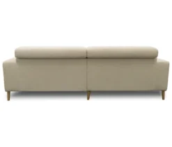DOMO Sofa »Malmö«, Longchair links, mit Kopfteilverstellung, creme/holz