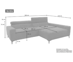 DOMO Sofa »Malmö«, Longchair links, mit Kopfteilverstellung, grün