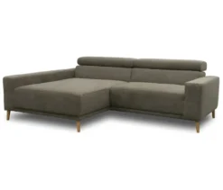 DOMO Sofa »Malmö«, Longchair links, mit Kopfteilverstellung, grau/holz