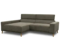 DOMO Sofa »Malmö«, Longchair links, mit Kopfteilverstellung, grau/holz