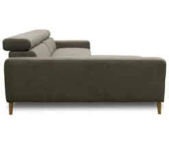 DOMO Sofa »Malmö«, Longchair links, mit Kopfteilverstellung, grau/holz