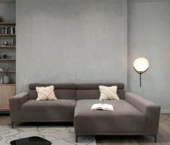 DOMO Sofa »Malmö«, Longchair rechts, mit Kopfteilverstellung, grau