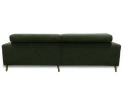 DOMO Sofa »Malmö«, Longchair rechts, mit Kopfteilverstellung, grün/holz