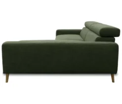 DOMO Sofa »Malmö«, Longchair rechts, mit Kopfteilverstellung, grün/holz