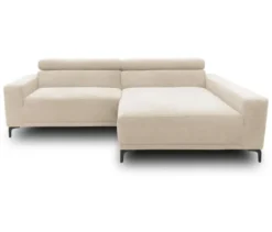DOMO Sofa »Malmö«, Longchair rechts, mit Kopfteilverstellung, creme
