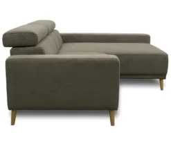DOMO Sofa »Malmö«, Longchair rechts, mit Kopfteilverstellung, grau/holz
