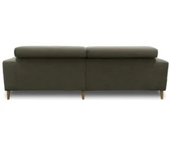 DOMO Sofa »Malmö«, Longchair rechts, mit Kopfteilverstellung, grau/holz
