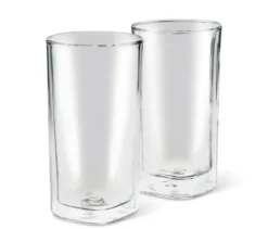 2 Doppelwandige Latte Macchiato Gläser, eckig