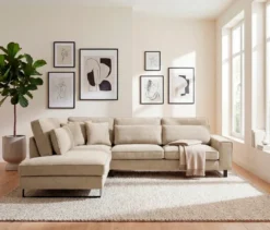 Ecksofa links mit Sofa 2,5-Sitzer rechts »Veluno«, beige
