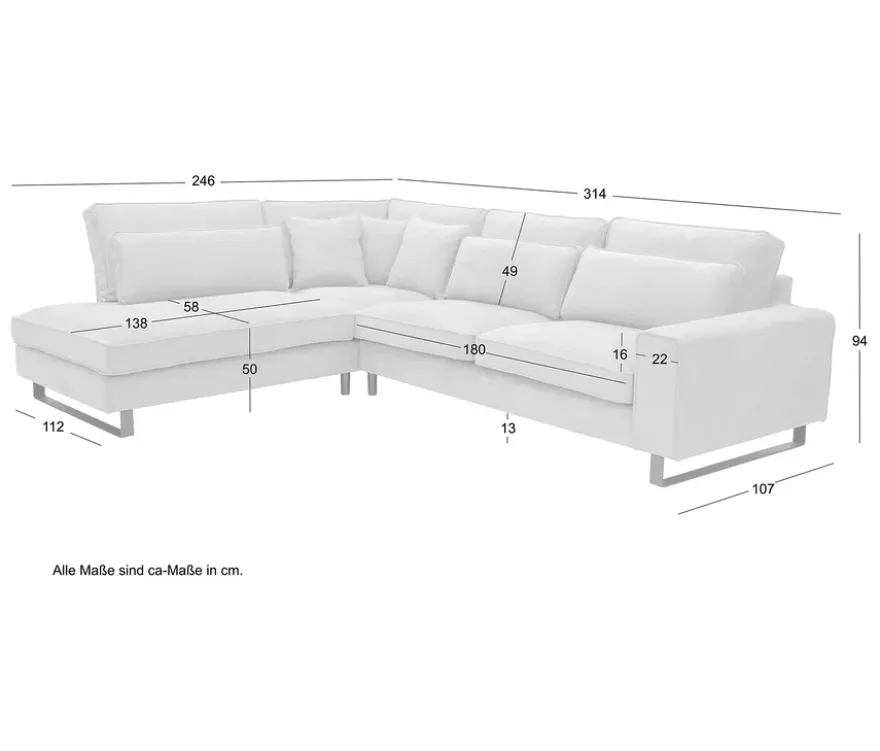 Ecksofa links mit Sofa 2,5-Sitzer rechts »Veluno«, beige