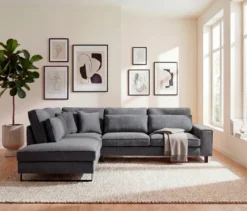 Ecksofa links mit Sofa 2,5-Sitzer rechts »Veluno«, grau
