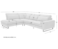 Ecksofa links mit Sofa 2,5-Sitzer rechts »Veluno«, grau