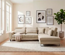 Ecksofa rechts mit Sofa 2,5-Sitzer links »Veluno«, beige