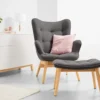 Einzelsessel mit Fußhocker, dunkelgrau