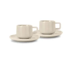 2 Espressotassen mit Untertassen, Beige