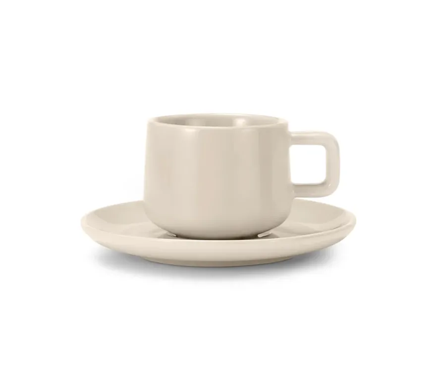 2 Espressotassen mit Untertassen, Beige
