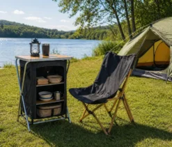 Faltbarer Campingtisch mit Stauraum