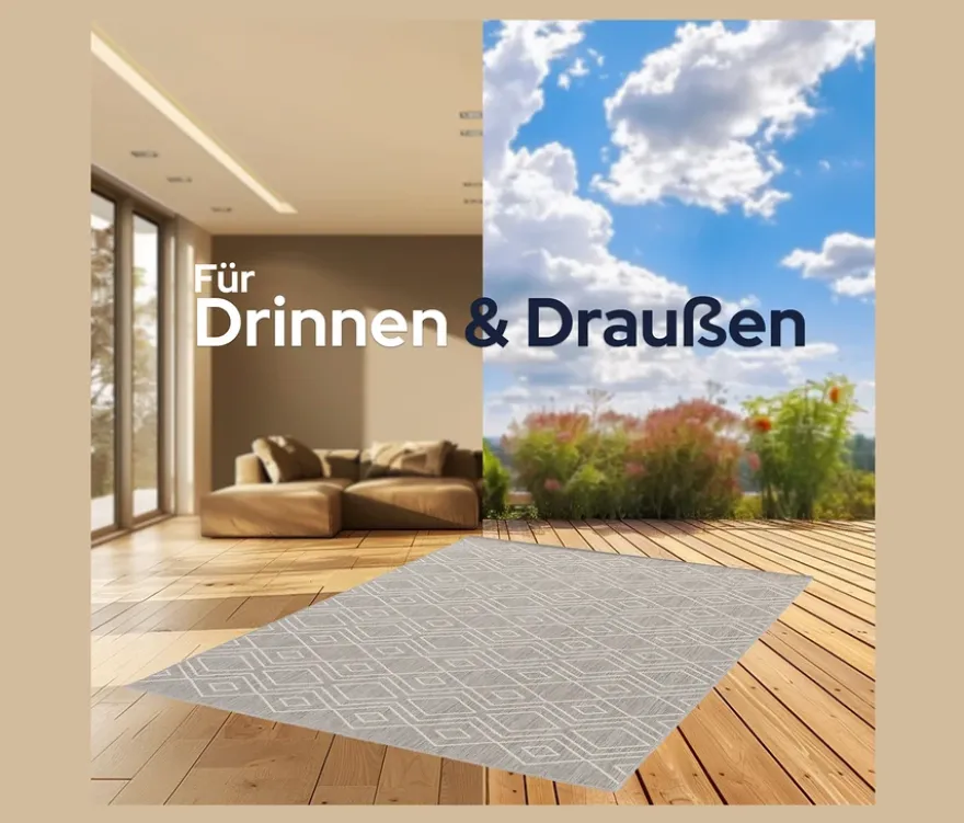 Faltbarer Outdoor-Teppich »Diamond Rhythm«, 240 x 340 cm, grau
