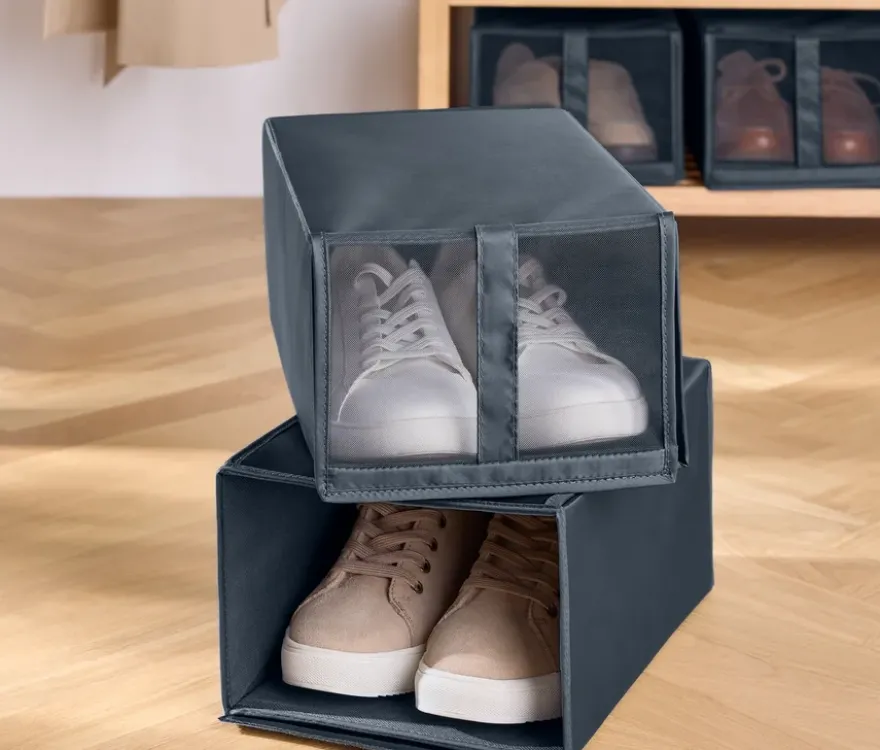 2 faltbare Schuhboxen