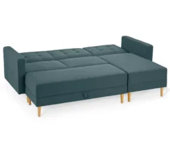 Federkern-Eckschlafsofa »Just Relax« mit Stauraumbank, blau-grau