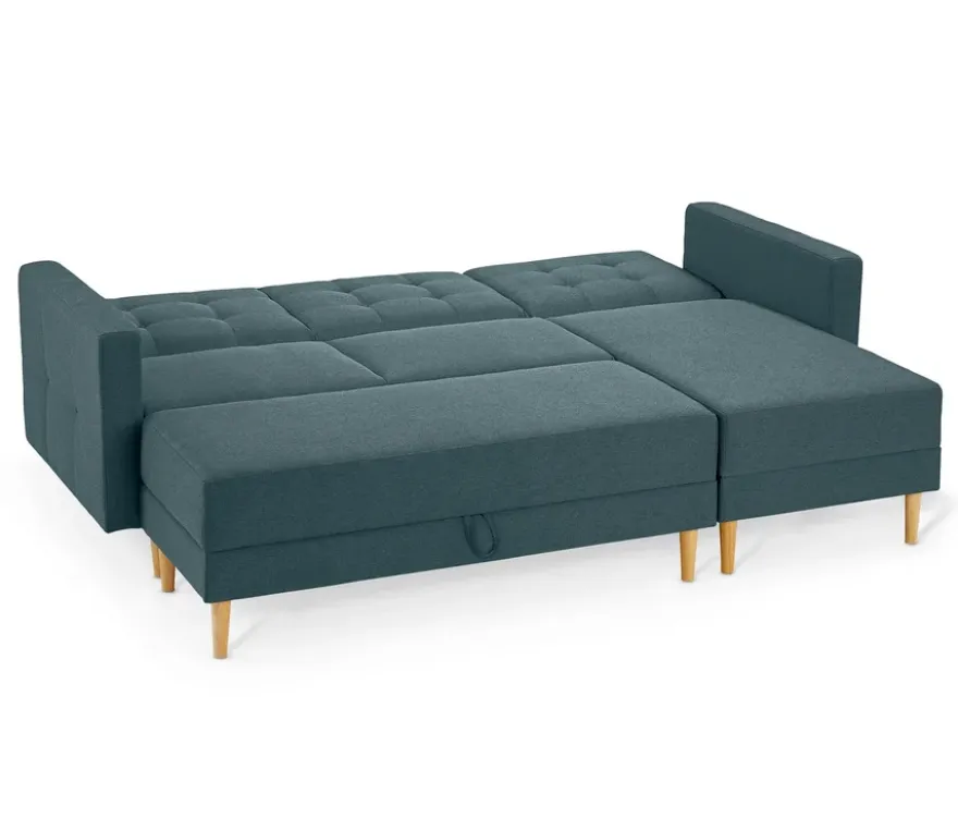 Federkern-Eckschlafsofa »Just Relax« mit Stauraumbank, blau-grau