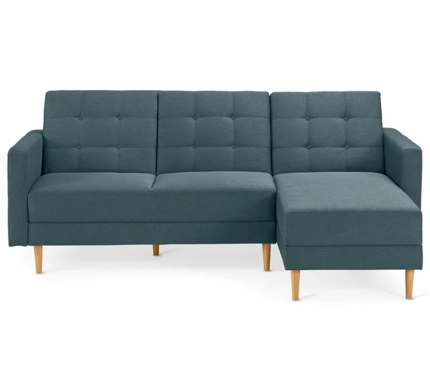 Federkern-Eckschlafsofa »Just Relax« mit Stauraumbank, blau-grau