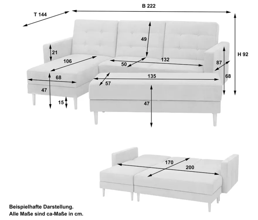 Federkern-Eckschlafsofa »Just Relax« mit Stauraumbank, blau-grau