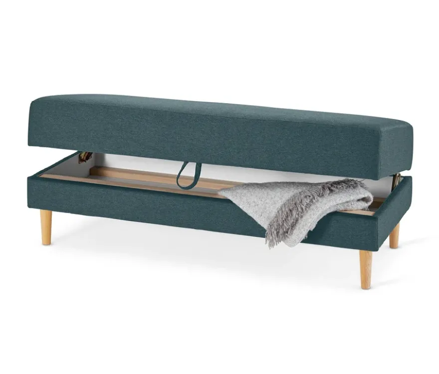 Federkern-Eckschlafsofa »Just Relax« mit Stauraumbank, blau-grau