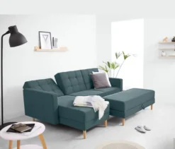 Federkern-Eckschlafsofa »Just Relax« mit Stauraumbank, blau-grau