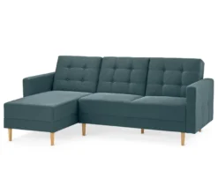 Federkern-Eckschlafsofa »Just Relax« mit Stauraumbank, blau-grau