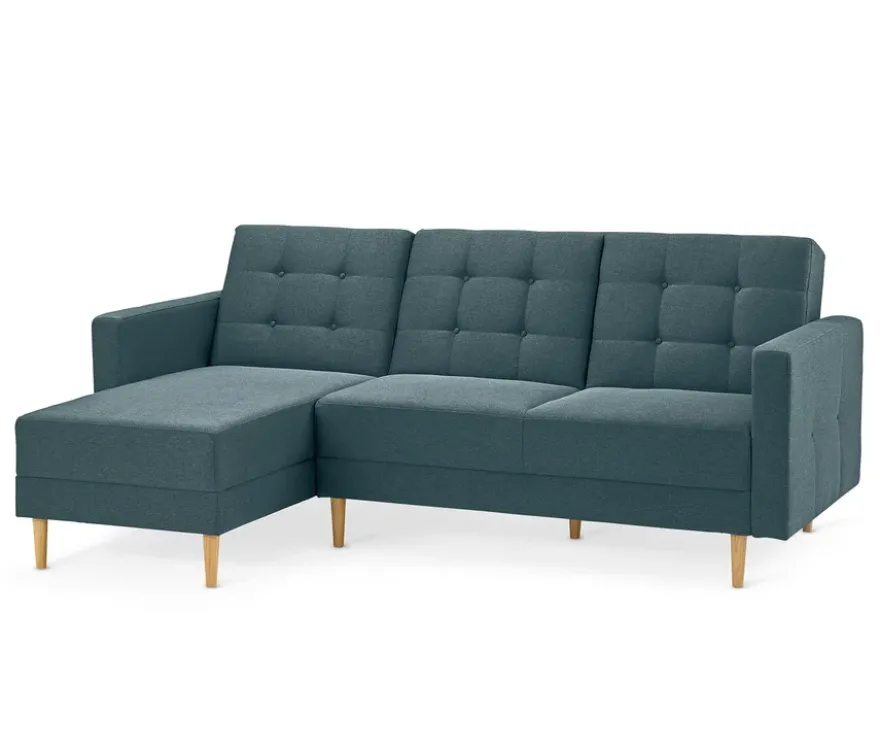 Federkern-Eckschlafsofa »Just Relax« mit Stauraumbank, blau-grau